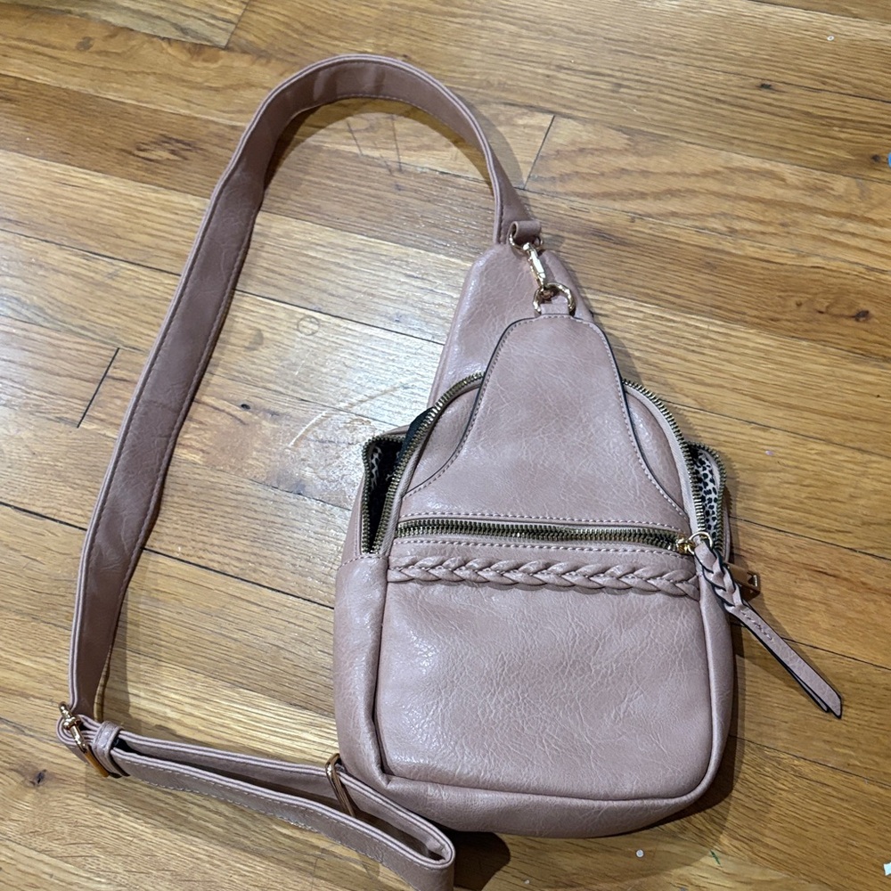 Sling Crossbody Bag faux leather Dusty Rose - Casual Women's Shoulder Bag